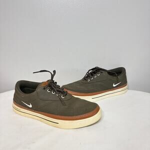 Nike Golf Lunarlon Lunar Swingtip Shoes Leather Canvas Olive Green Mens Cider 7